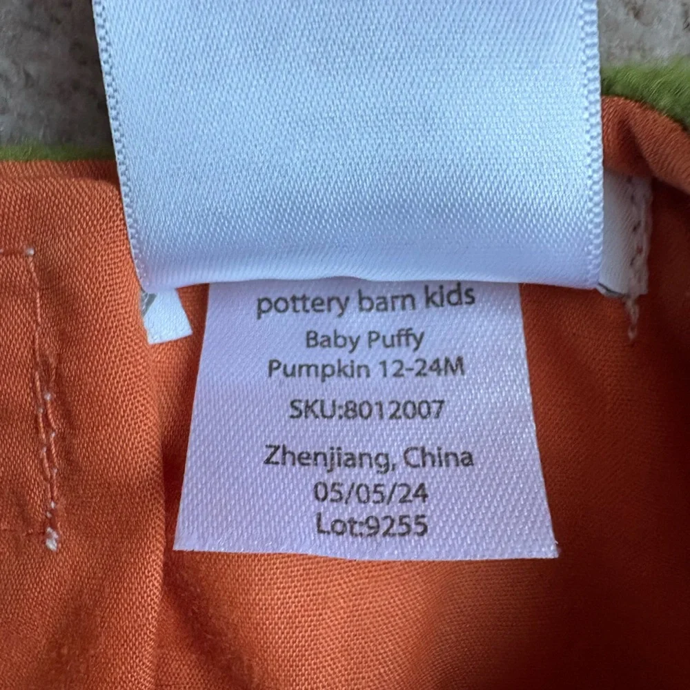 Pottery Barn Kids Baby Puffy Pumpkin Halloween Costume Set 12-24M - Picture 2 of 2
